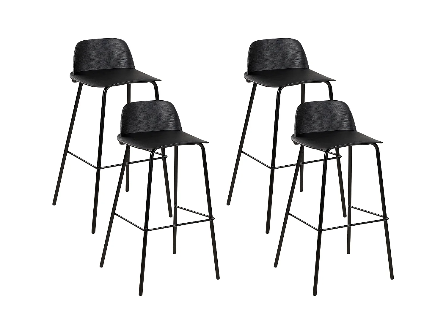 Lot de 4 chaises de bar MORA Noir