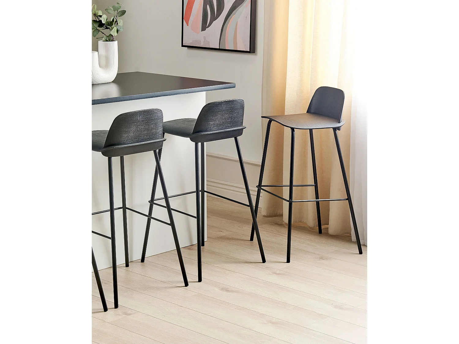 Lot de 4 chaises de bar MORA Noir