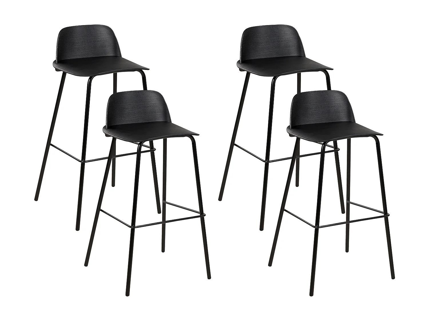 Conjunto de 4 bancos de bar MORA Preto