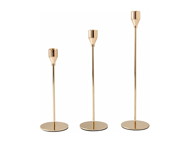 Chandelier Bougeoir sur Pied Doré 3 Pcs pour Bougies épaisses de 2 cm Décoratif Mariage D?ner Saint Valentin Fêtes No?l