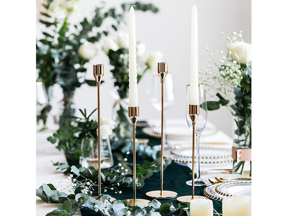 Chandelier Bougeoir sur Pied Doré 3 Pcs pour Bougies épaisses de 2 cm Décoratif Mariage D?ner Saint Valentin Fêtes No?l