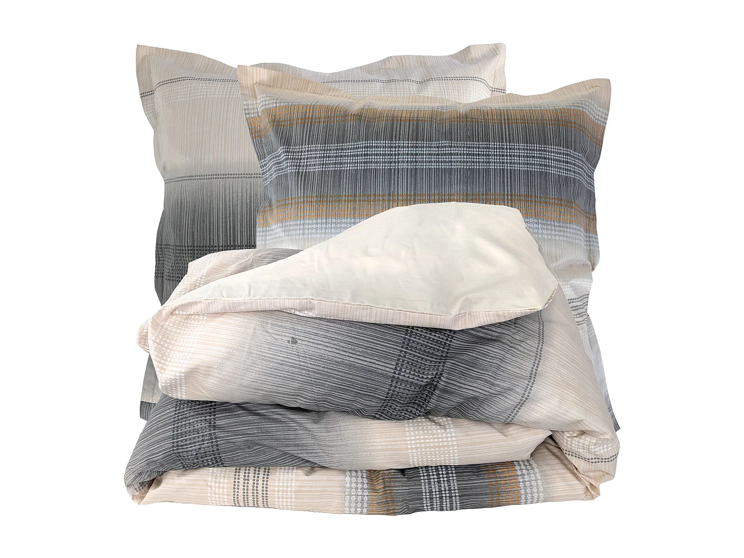 Parure de lit 260x240 cm 65x65 cm percale ESTEBAN beige 3 pièces