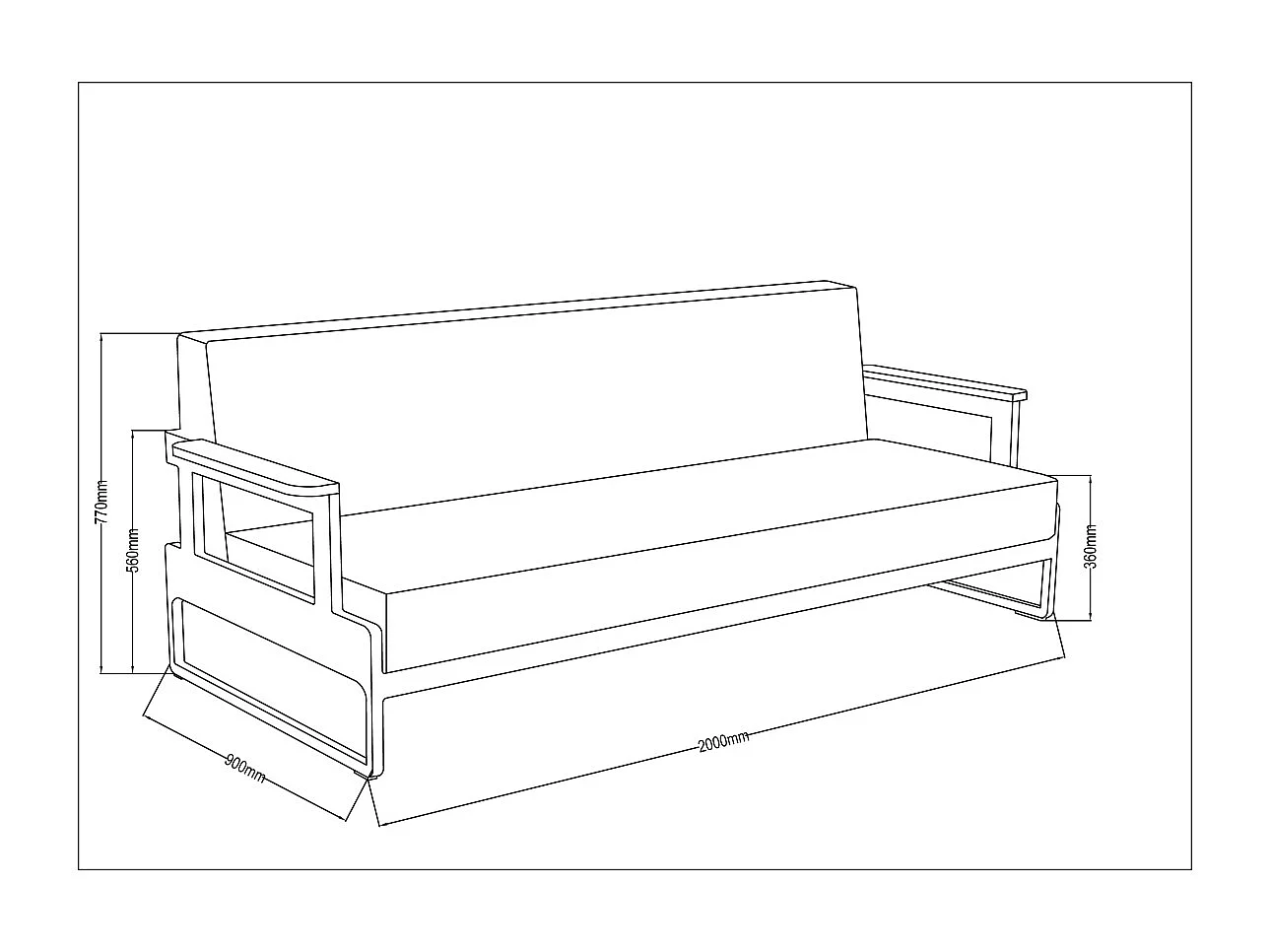 Divano da giardino a tre posti 90x200xH.77 cm - MEB11 - ALTANKA