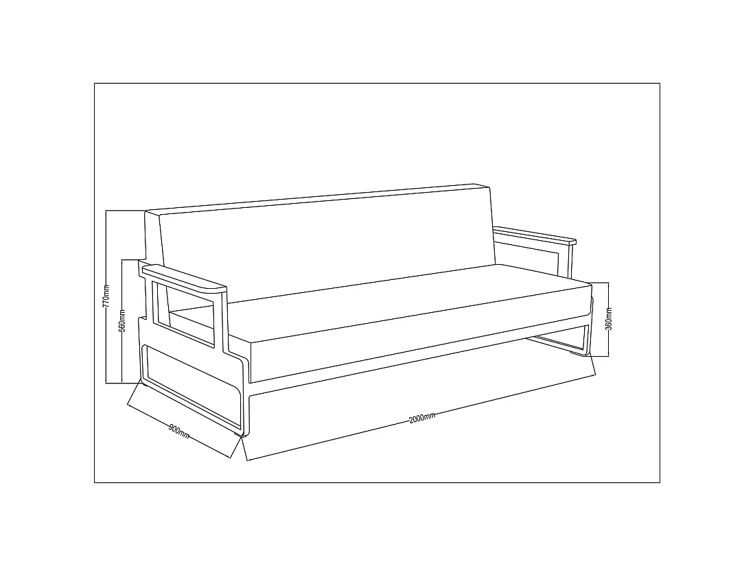 Divano da giardino a tre posti 90x200xH.77 cm - MEB11 - ALTANKA