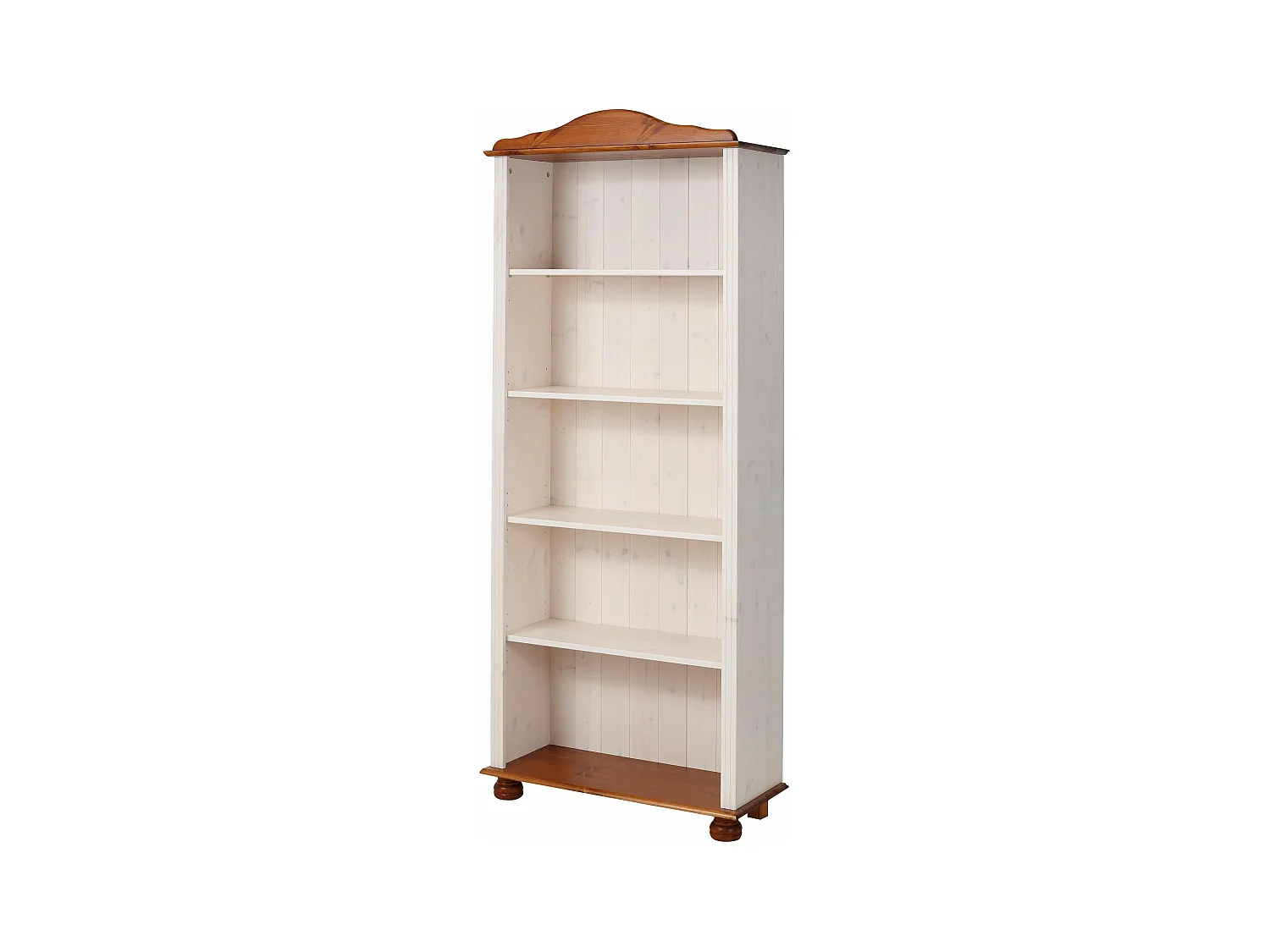 Mette | Bücherregal mit 4 Fachböden in Weiß / Honigkiefer