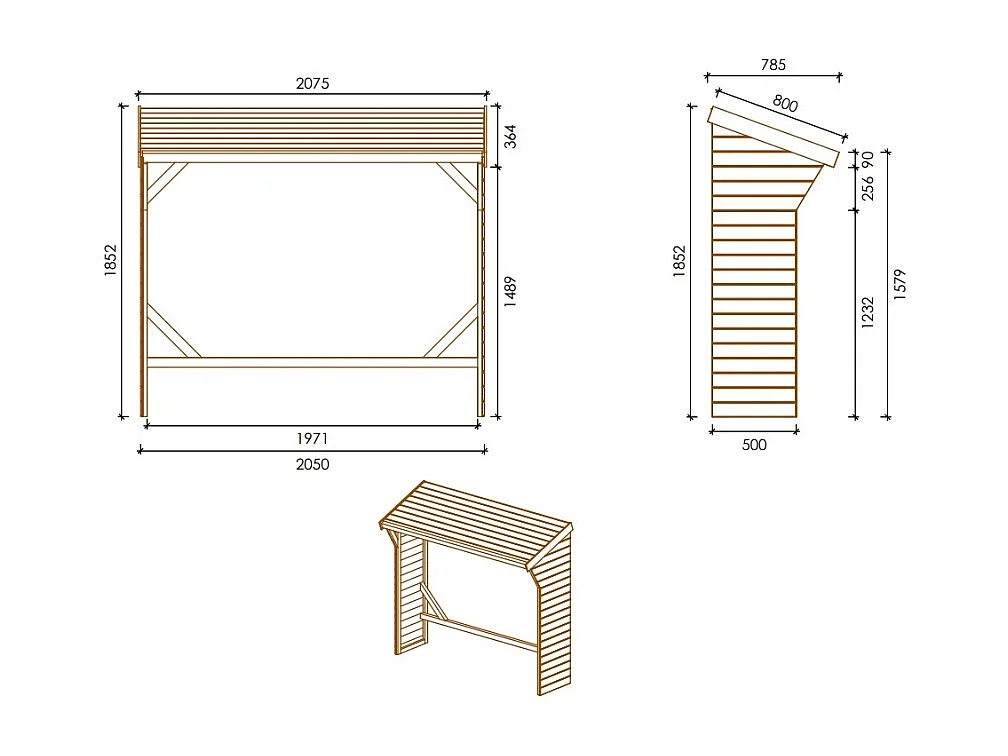Bûcher 1.55 m3 - 2x0.5 m - H.1.85 m - Traité - DREW2 - ALTANKA