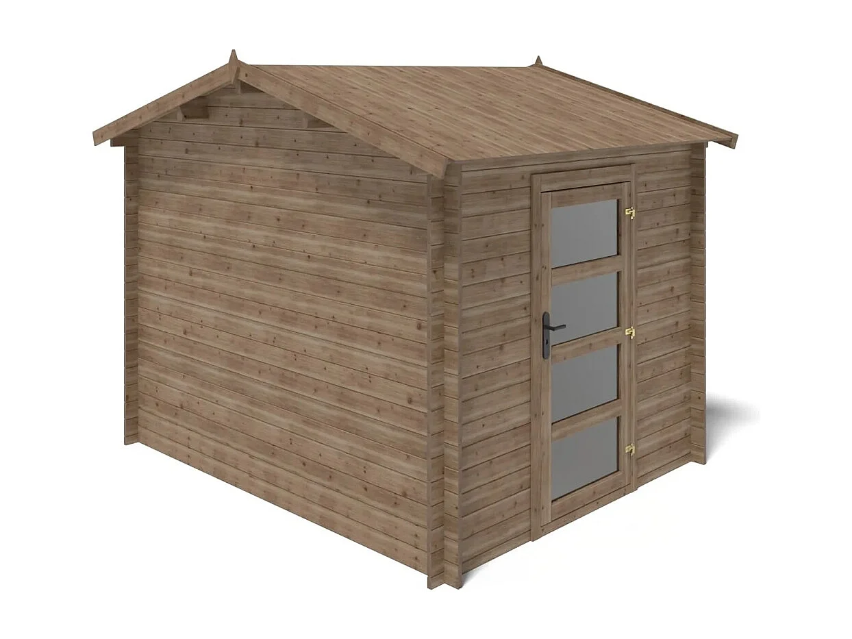 Casetta da giardino in legno - 7.50m2 - 2.50x3.00m - impregnata - 28mm - colore: marrone - DOM675 - ALTANKA