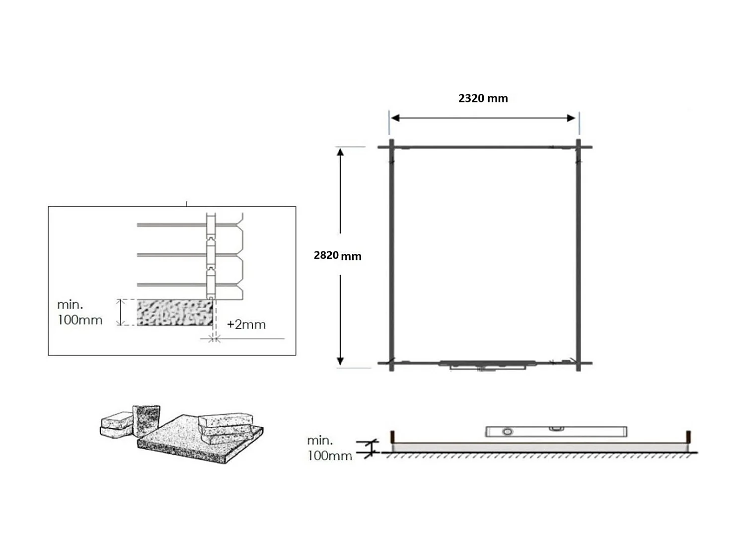 Abri de jardin en bois - 7.5m2 - 2.5x3m - Traité - Ep. 28mm - Couleur: marron - DOM675 - ALTANKA