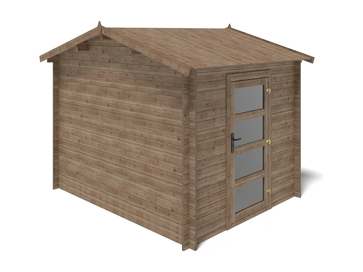 Abri de jardin en bois - 7.5m2 - 2.5x3m - Traité - Ep. 28mm - Couleur: marron - DOM675 - ALTANKA