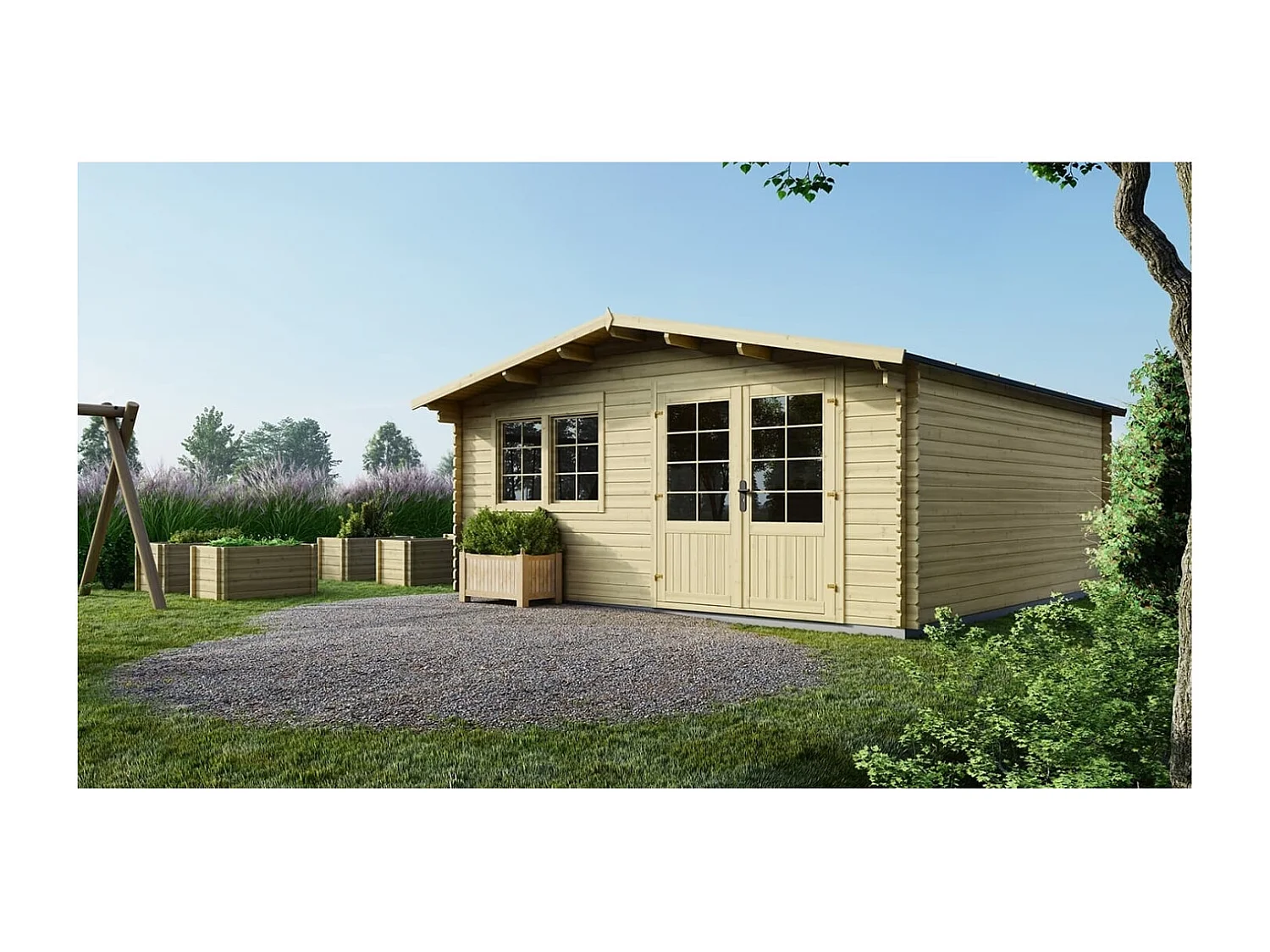 Casetta da giardino in legno - 25.00m2 - 5.00x5.00m - 34mm - colore: naturale - DOM722 - ALTANKA