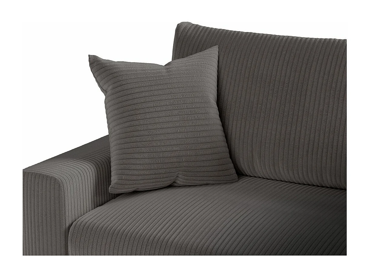 Canapé d'angle 3 places Maria réversible, convertible avec coffre en velours côtelé - Gris anthracite - L227 x P146 x H81cm - Loungitude