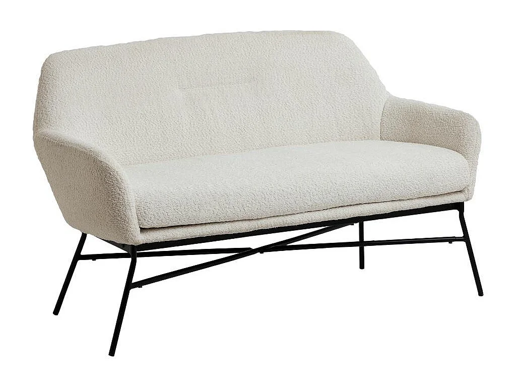 Canapé blanc confort en tissu bouclette 2 places Amandine