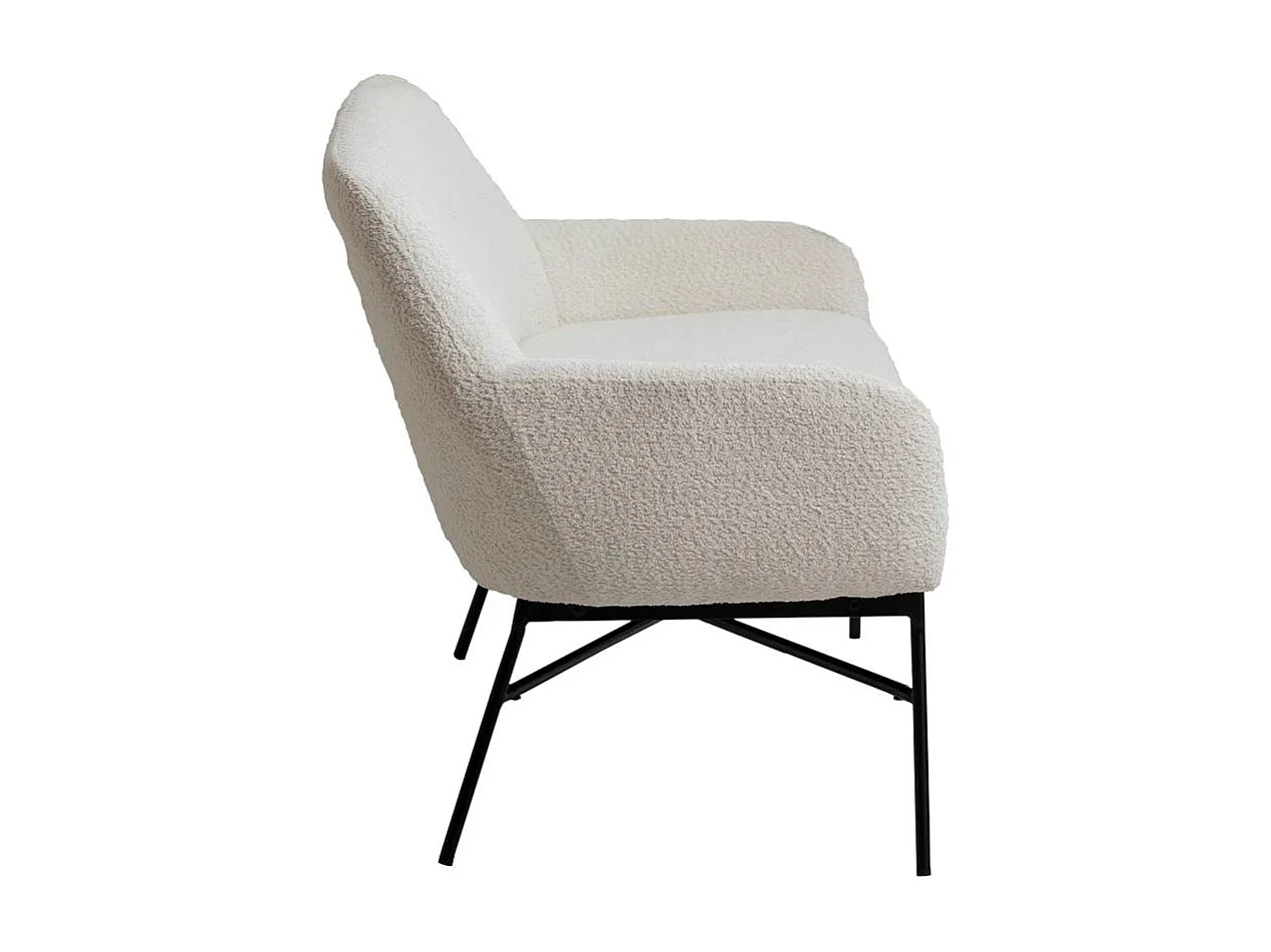 Canapé blanc confort en tissu bouclette 2 places Amandine