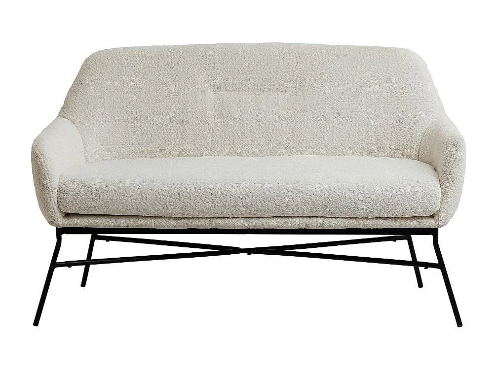 Canapé blanc confort en tissu bouclette 2 places Amandine