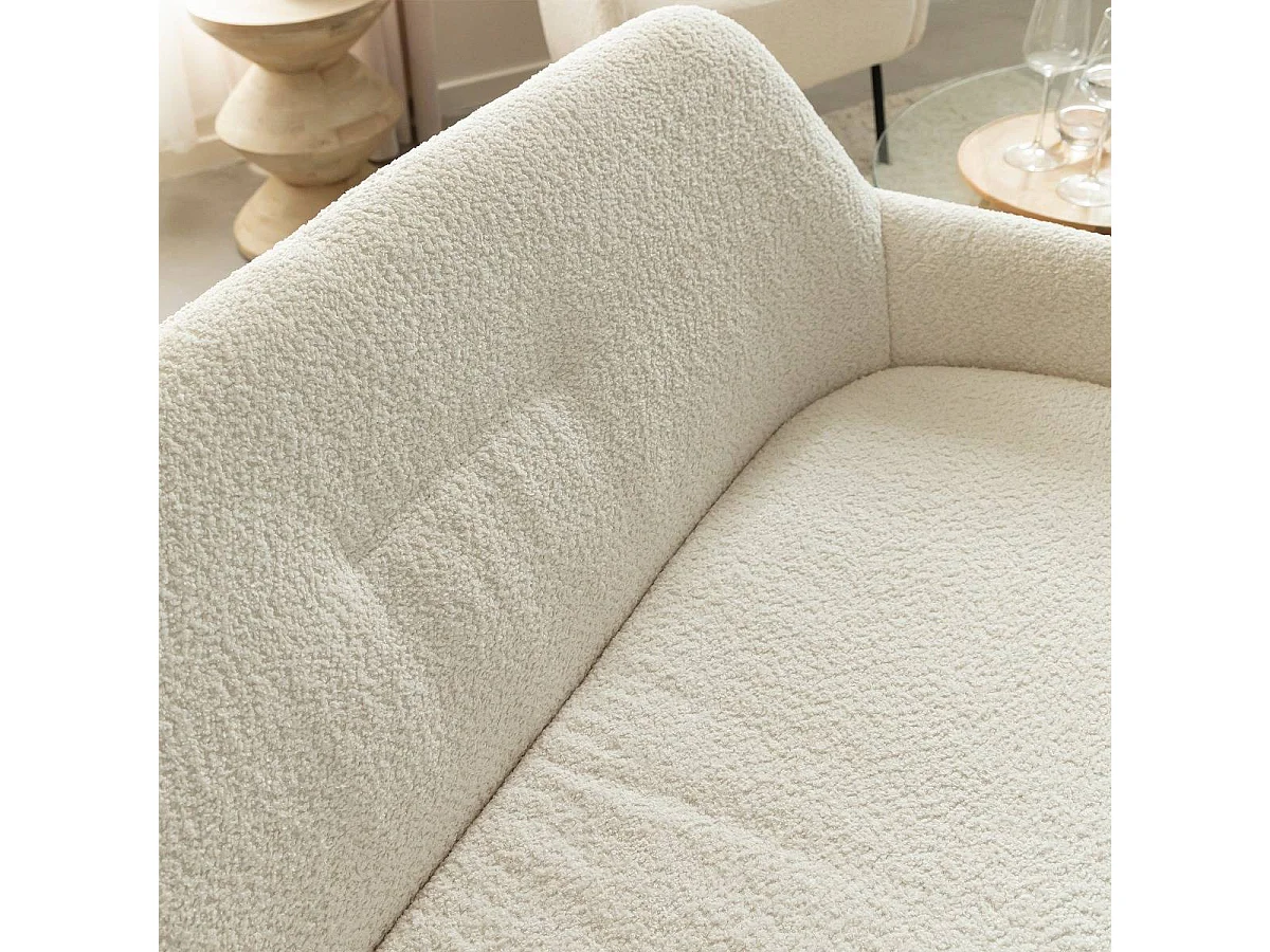Canapé blanc confort en tissu bouclette 2 places Amandine