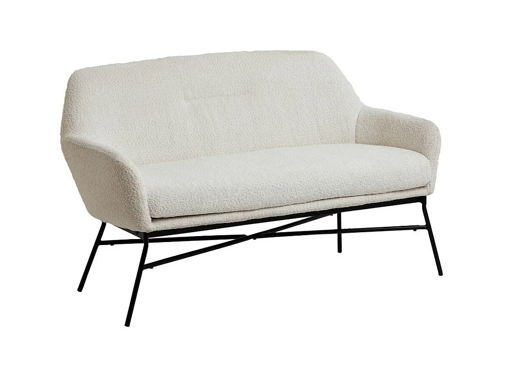 Banquette confort blanche en tissu bouclette 2 places Kanoa