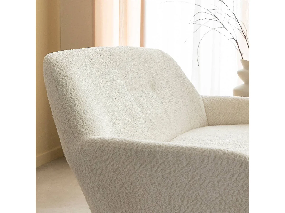 Canapé blanc confort en tissu bouclette 2 places Amandine