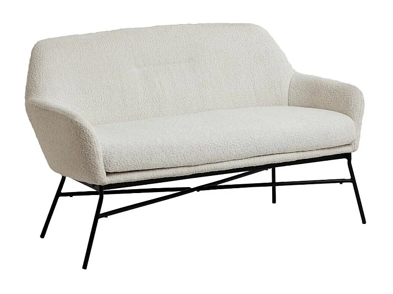 Canapé blanc confort en tissu bouclette 2 places Amandine