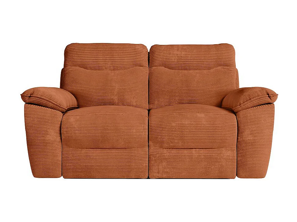 Canapé de relaxation manuel Ross 2 places en velours côtelé - Terracotta - L160 x P100 x H102cm - Loungitude