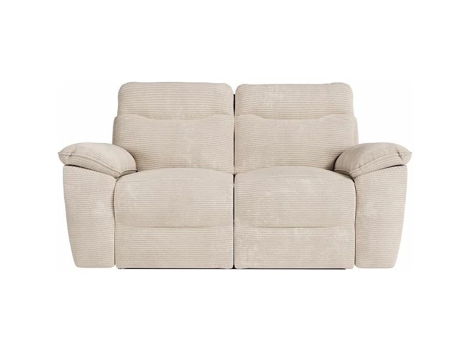 Canapé de relaxation électrique Ross 2 places en velours côtelé - Beige - L160 x P100 x H102cm - Loungitude