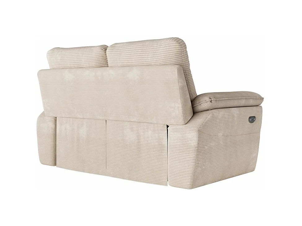 Canapé de relaxation électrique Ross 2 places en velours côtelé - Beige - L160 x P100 x H102cm - Loungitude