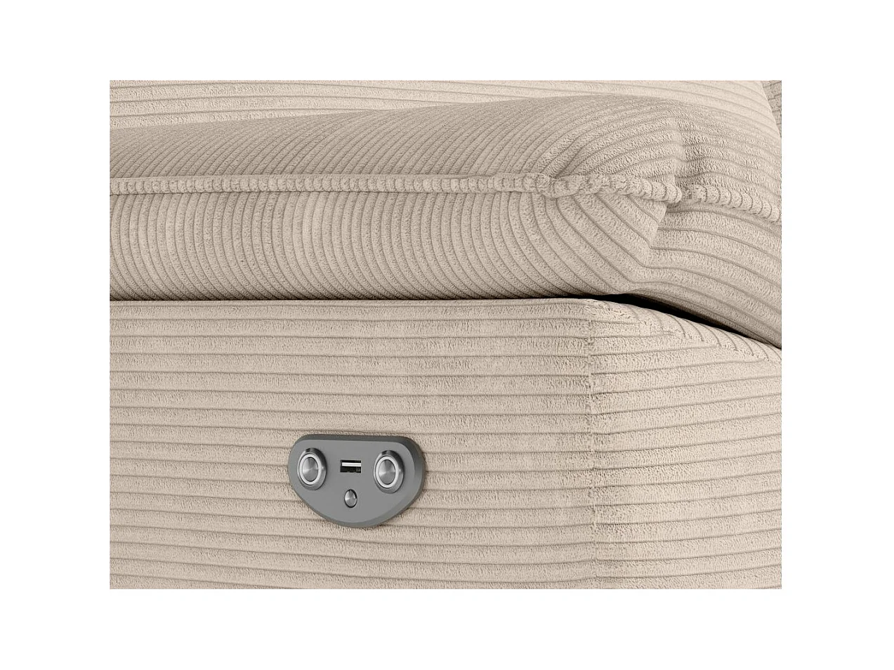 Canapé de relaxation électrique Ross 2 places en velours côtelé - Beige - L160 x P100 x H102cm - Loungitude