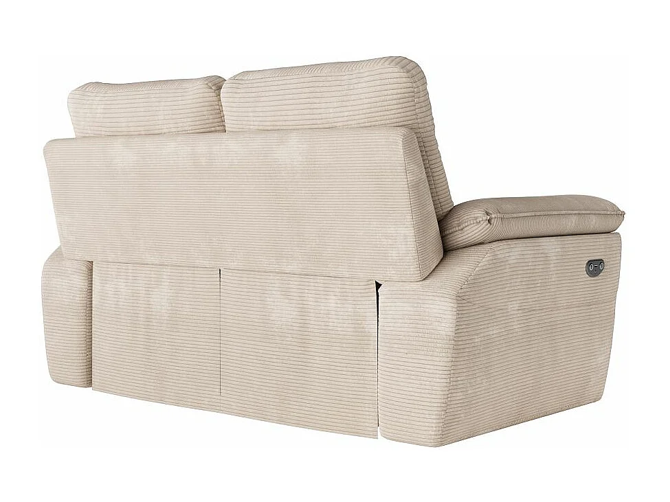Canapé de relaxation électrique Ross 2 places en velours côtelé - Beige - L160 x P100 x H102cm - Loungitude