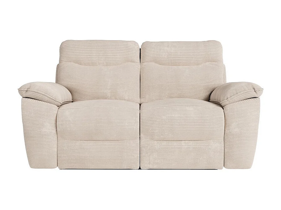 Canapé de relaxation électrique Ross 2 places en velours côtelé - Beige - L160 x P100 x H102cm - Loungitude