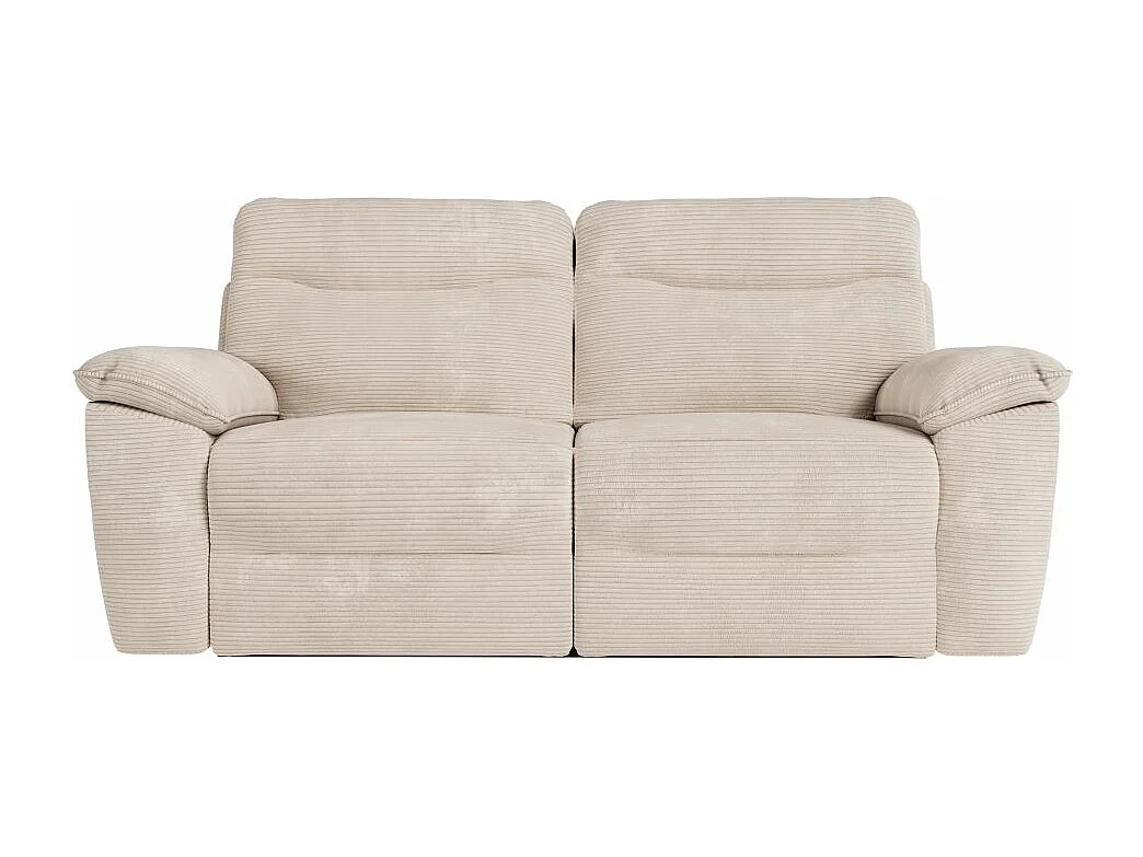 Canapé de relaxation électrique Ross 3 places en velours côtelé - Beige - L200 x P100 x H102cm - Loungitude