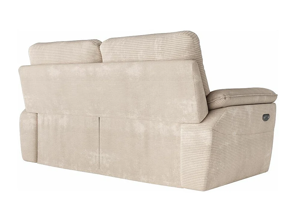 Canapé de relaxation électrique Ross 3 places en velours côtelé - Beige - L200 x P100 x H102cm - Loungitude