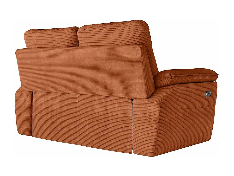 Canapé de relaxation électrique Ross 2 places en velours côtelé - Terracotta - L160 x P100 x H102cm - Loungitude