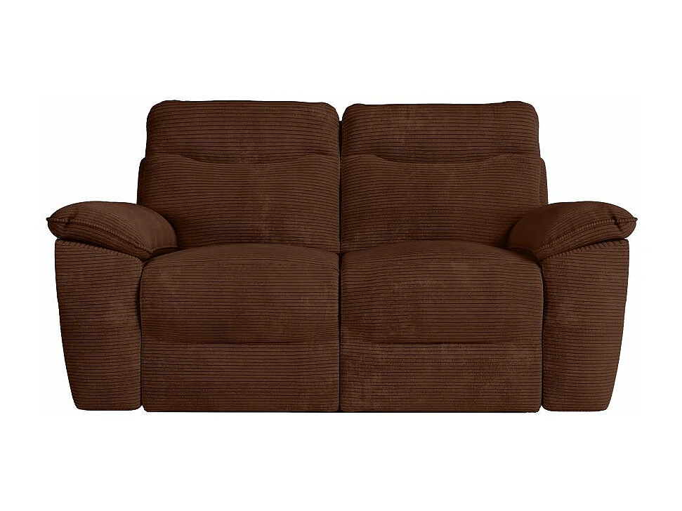 Canapé de relaxation électrique Ross 2 places en velours côtelé - Marron - L160 x P100 x H102cm - Loungitude