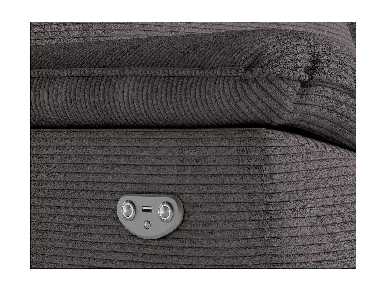 Canapé de relaxation électrique Ross 3 places en velours côtelé - Gris - L200 x P100 x H102cm - Loungitude