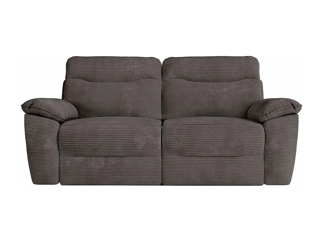 Canapé de relaxation électrique Ross 3 places en velours côtelé - Gris - L200 x P100 x H102cm - Loungitude