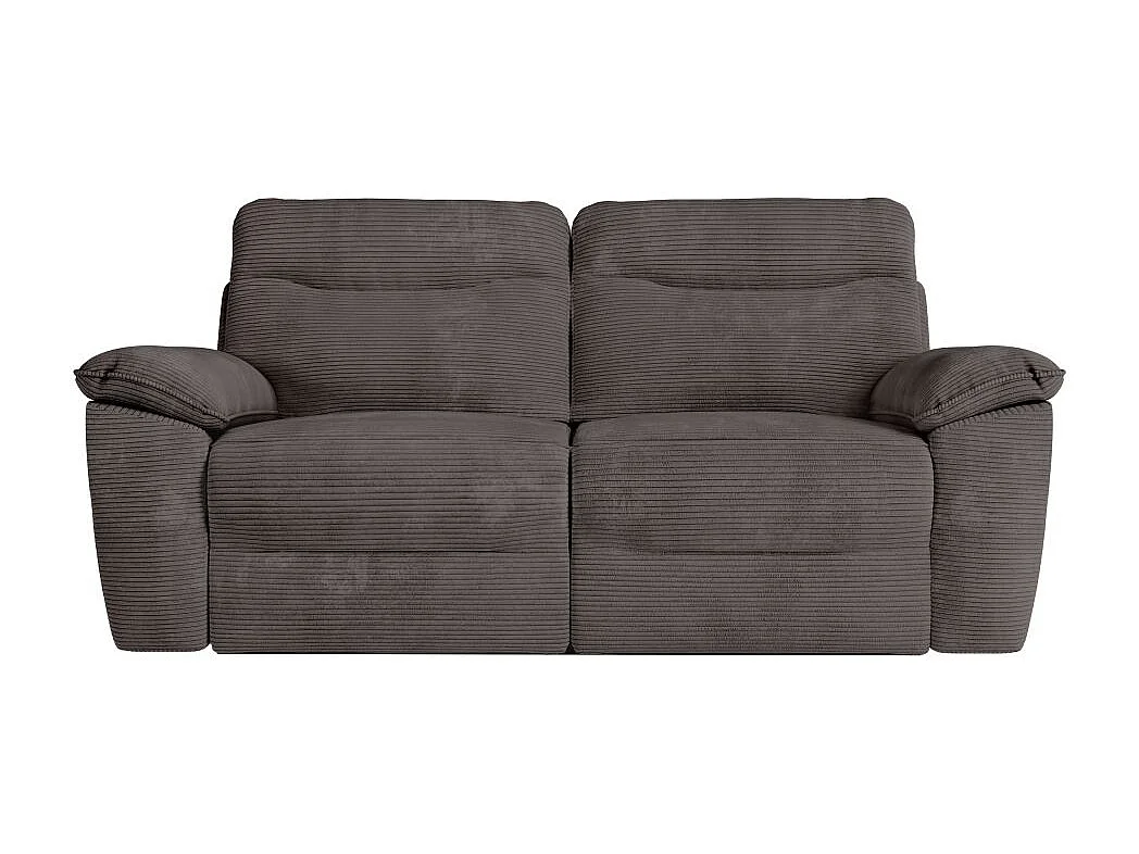 Canapé de relaxation électrique Ross 3 places en velours côtelé - Gris - L200 x P100 x H102cm - Loungitude