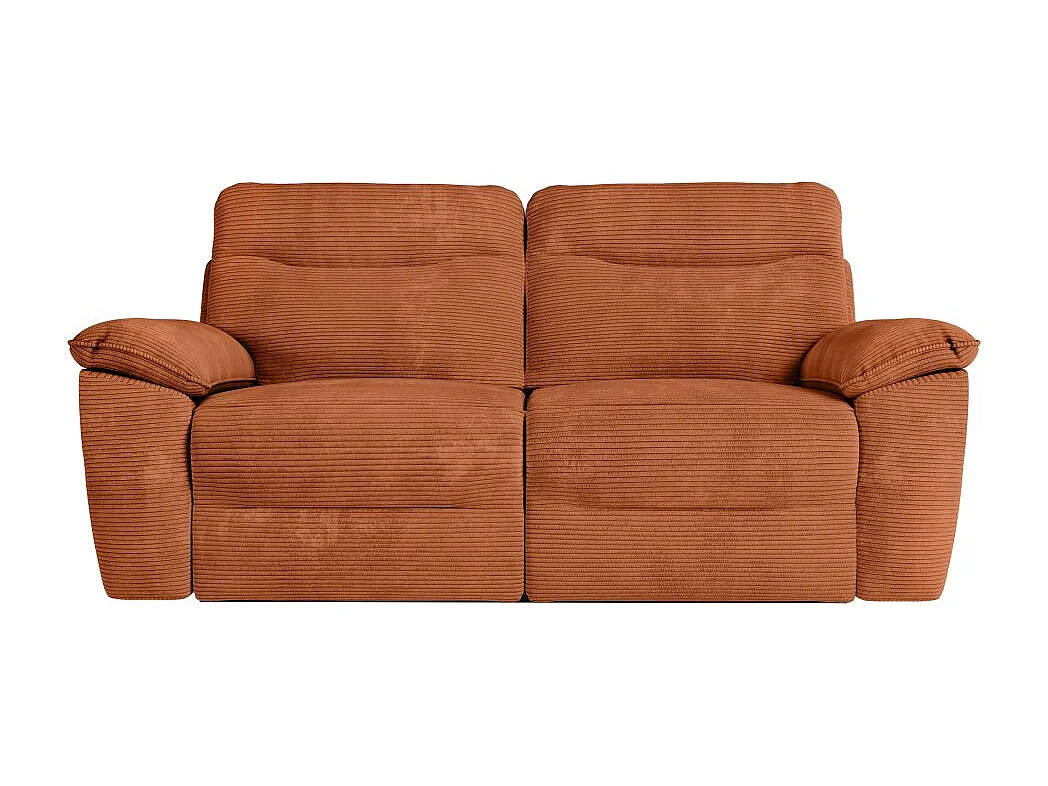 Canapé de relaxation électrique Ross 3 places en velours côtelé - Terracotta - L200 x P100 x H102cm - Loungitude