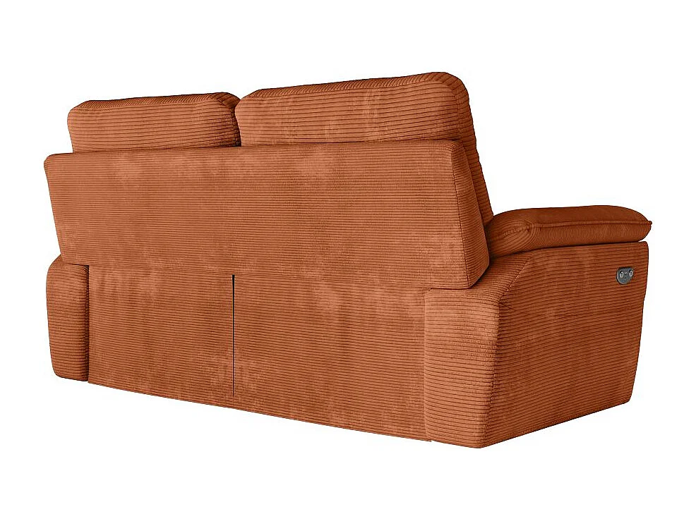 Canapé de relaxation électrique Ross 3 places en velours côtelé - Terracotta - L200 x P100 x H102cm - Loungitude