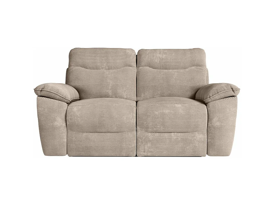 Canapé de relaxation manuel Ross 2 places en velours côtelé - Taupe - L160 x P100 x H102cm - Loungitude