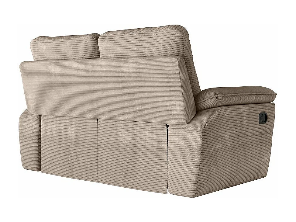 Canapé de relaxation manuel Ross 2 places en velours côtelé - Taupe - L160 x P100 x H102cm - Loungitude