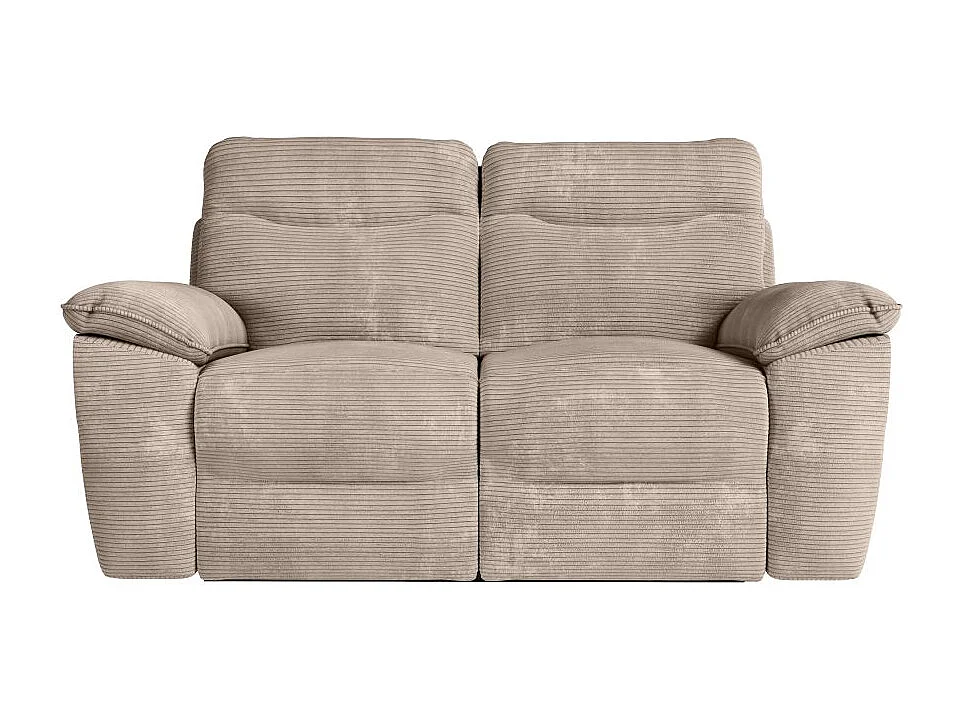 Canapé de relaxation manuel Ross 2 places en velours côtelé - Taupe - L160 x P100 x H102cm - Loungitude