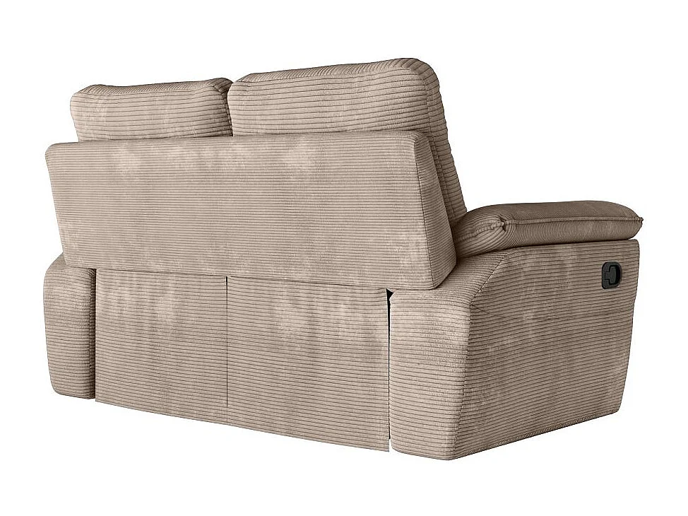 Canapé de relaxation manuel Ross 2 places en velours côtelé - Taupe - L160 x P100 x H102cm - Loungitude