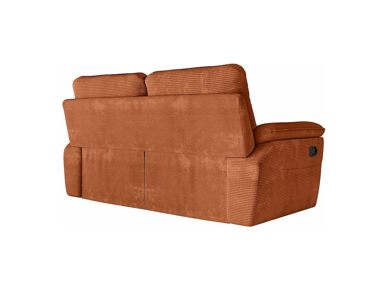 Canapé de relaxation manuel Ross 3 places en velours côtelé - Terracotta - L200 x P100 x H102cm - Loungitude