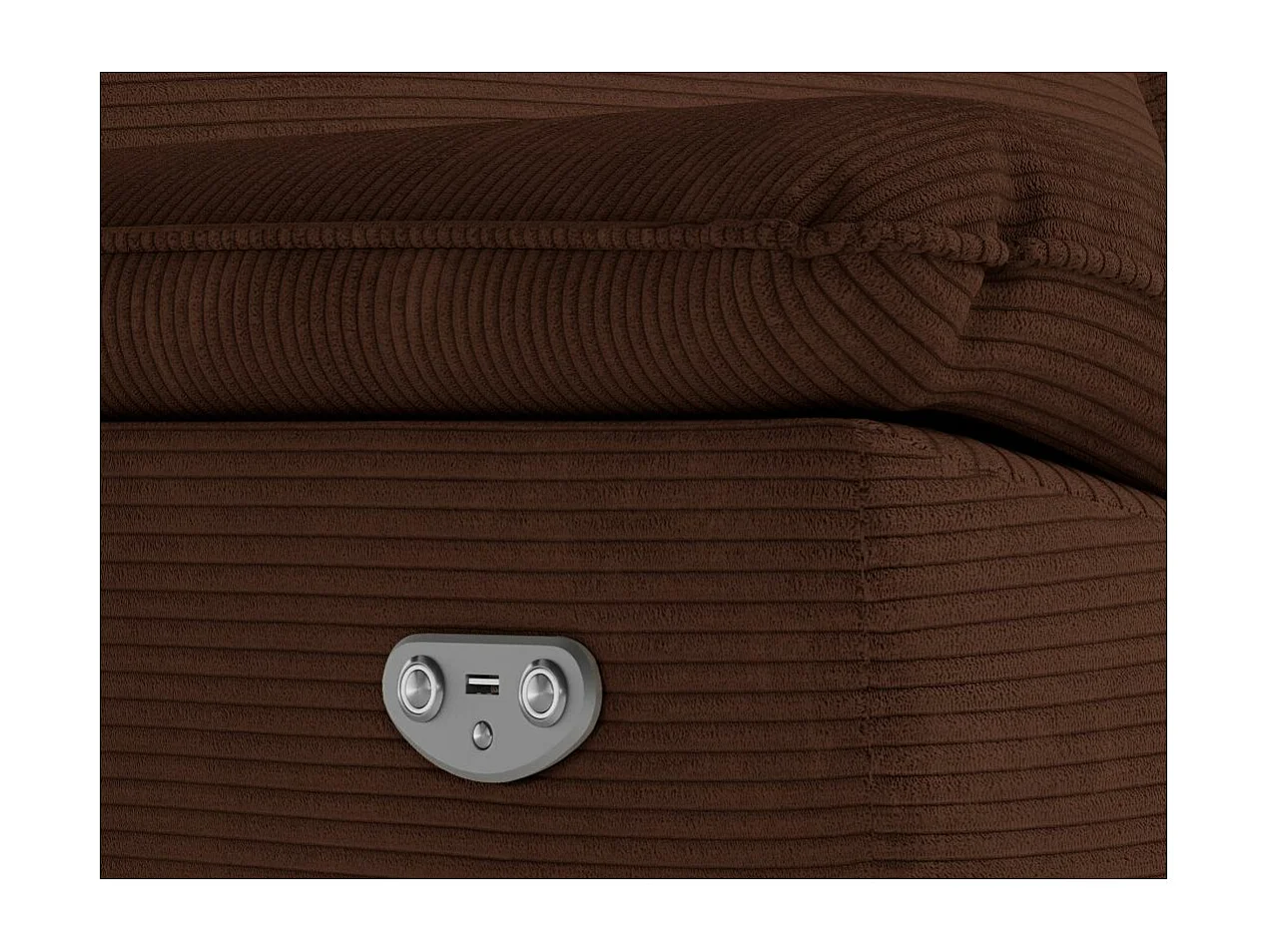 Canapé de relaxation électrique Ross 3 places en velours côtelé - Marron - L200 x P100 x H102cm - Loungitude