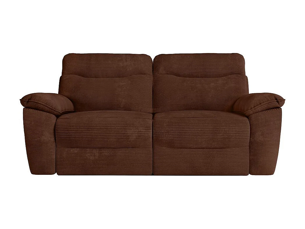 Canapé de relaxation électrique Ross 3 places en velours côtelé - Marron - L200 x P100 x H102cm - Loungitude