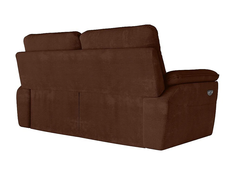 Canapé de relaxation électrique Ross 3 places en velours côtelé - Marron - L200 x P100 x H102cm - Loungitude