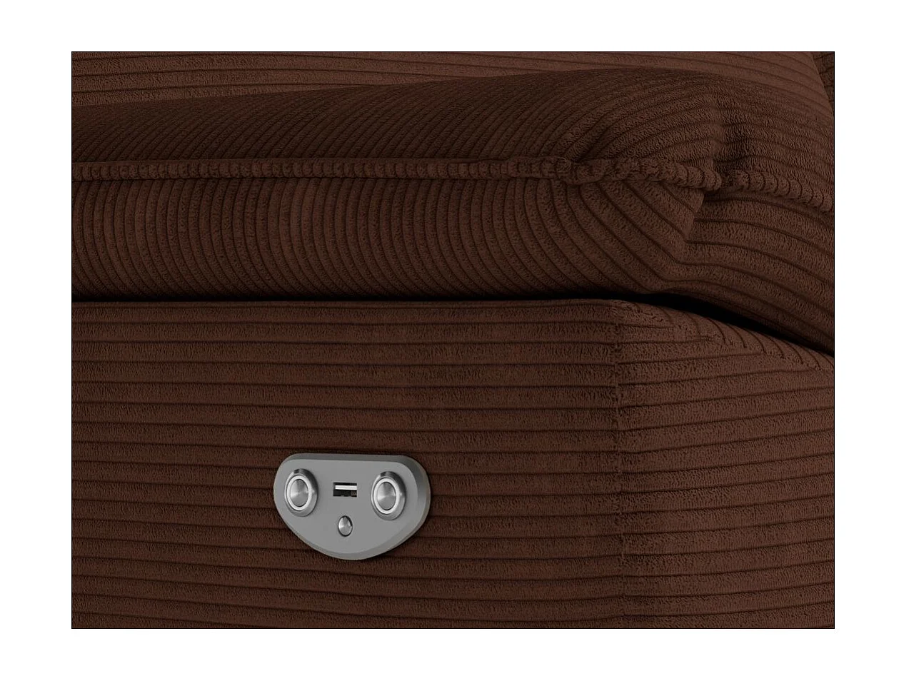Canapé de relaxation électrique Ross 3 places en velours côtelé - Marron - L200 x P100 x H102cm - Loungitude