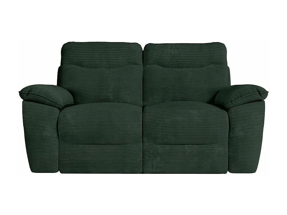 Canapé de relaxation électrique Ross 2 places en velours côtelé - Vert foncé - L160 x P100 x H102cm - Loungitude