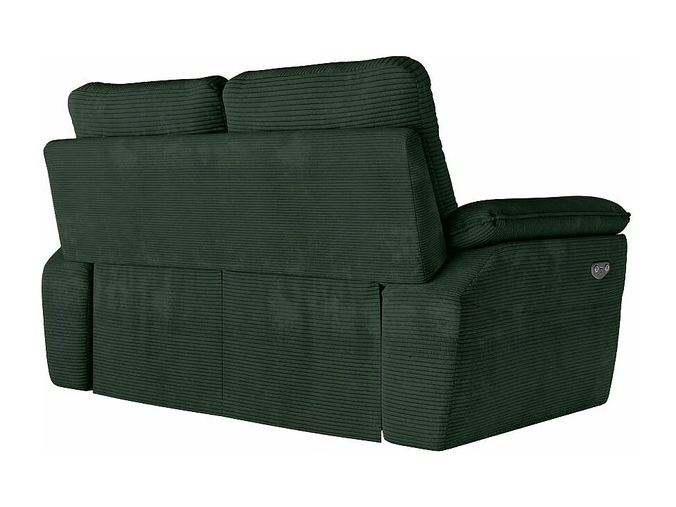 Canapé de relaxation électrique Ross 2 places en velours côtelé - Vert foncé - L160 x P100 x H102cm - Loungitude