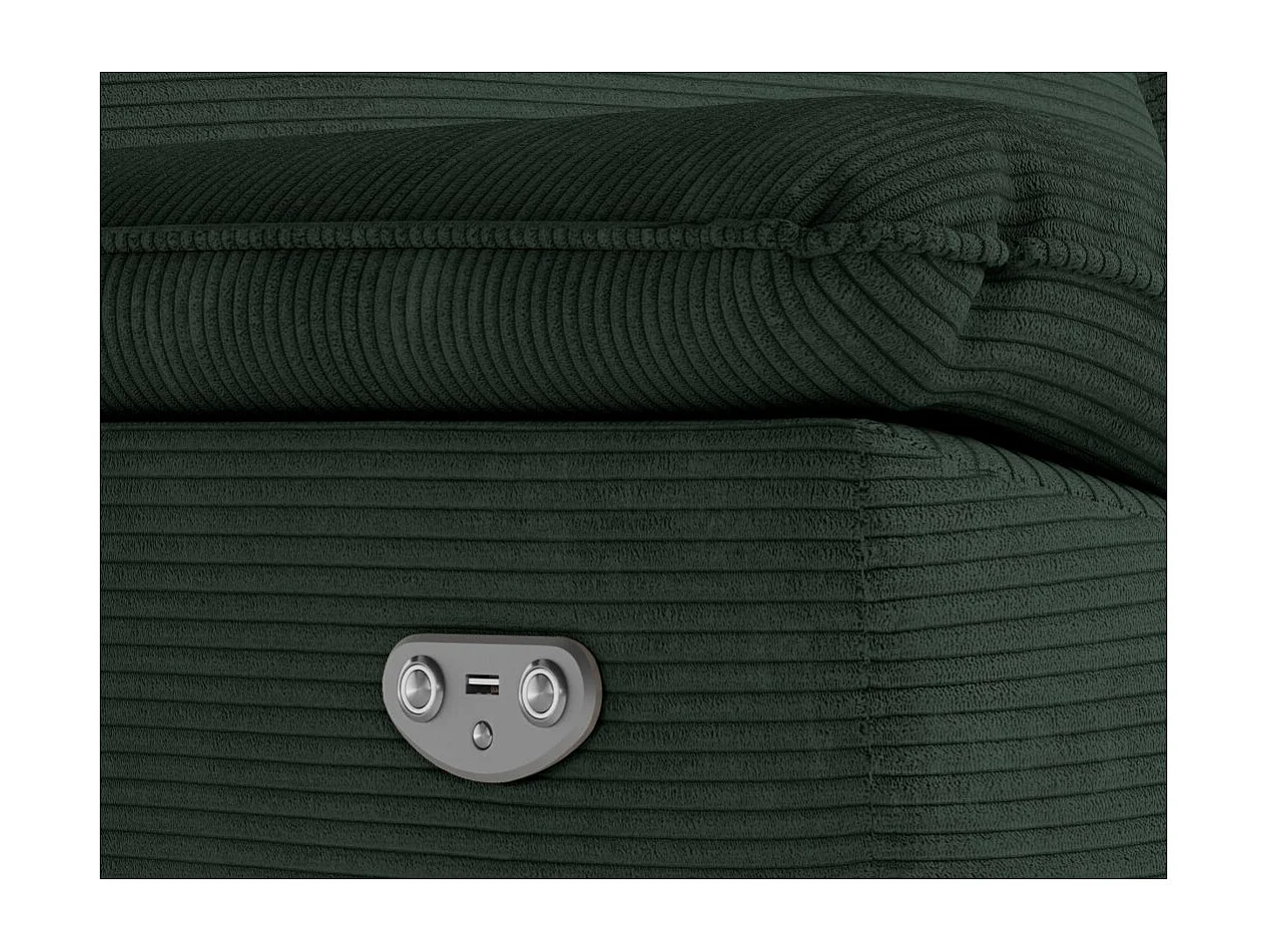 Canapé de relaxation électrique Ross 2 places en velours côtelé - Vert foncé - L160 x P100 x H102cm - Loungitude