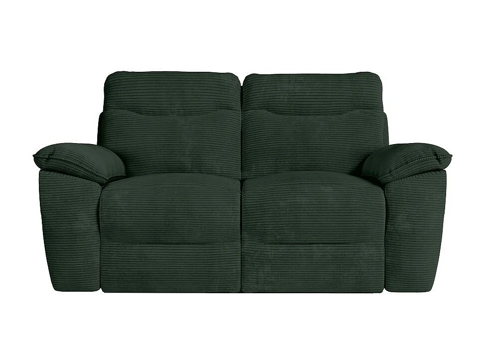 Canapé de relaxation électrique Ross 2 places en velours côtelé - Vert foncé - L160 x P100 x H102cm - Loungitude